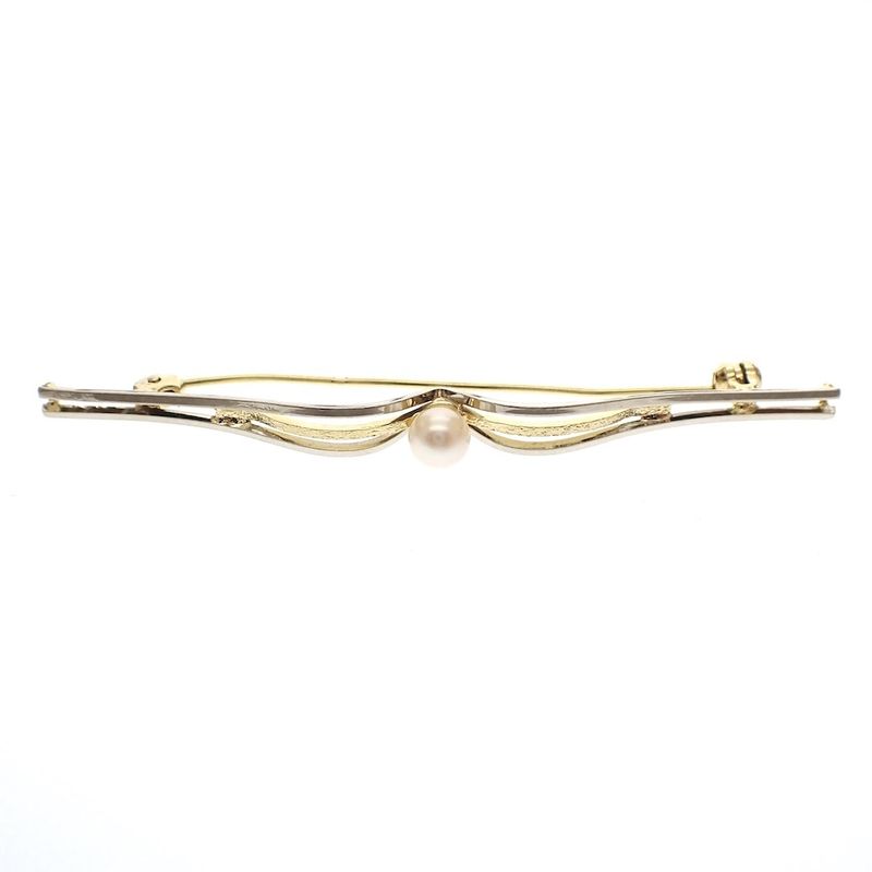 Image 1 of Two-tone gold brooch with pearl