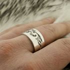 Image 8 of Wide silver ring with tribal