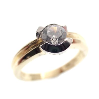 Image 1 of Two-tone gold solitaire ring with zirconia