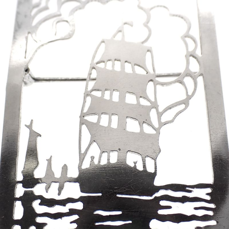 Image 2 of Old Dutch silver brooch; Ship