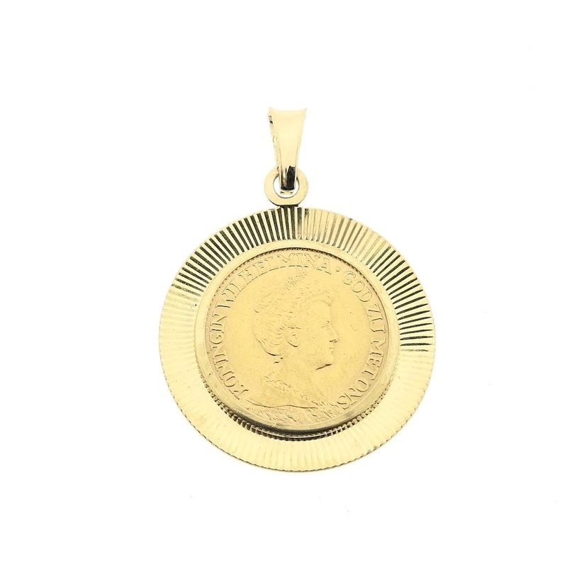 Image 1 of Gold pendant of 10 guilder coin Queen Wilhelmina