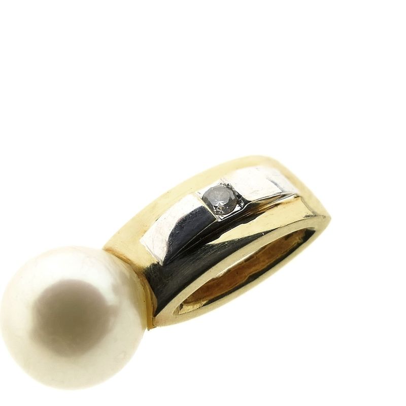 Image 5 of Gold pendant with pearl and diamond | 0.01 ct.