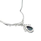 Image 5 of White gold cobra link necklace with triple opal and diamonds; Approx. 0.38 ct.