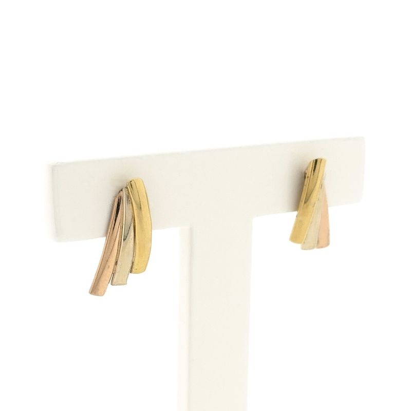 Image 3 of Tricolor gold stud earrings