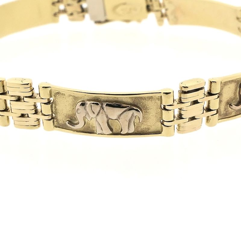 Image 9 of Two-tone gold link bracelet with elephants