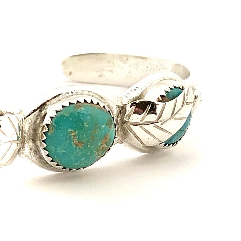 Image 3 of Silver bracelet with turquoise stones | Ø 66 mm
