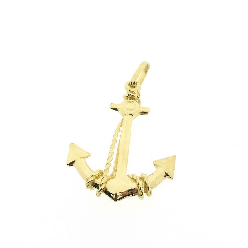 Image 5 of Gold pendant of an anchor with rope