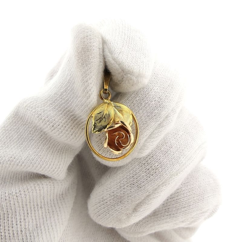 Image 8 of Two-tone gold pendant | Floral design
