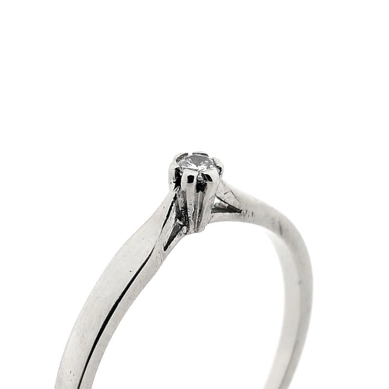 Image 3 of White Gold Solitaire Ring; Diamond 0.04 ct.; 14 Karat; Size 16.75