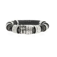 Silver leather Buddha to Buddha bracelet | 21 cm