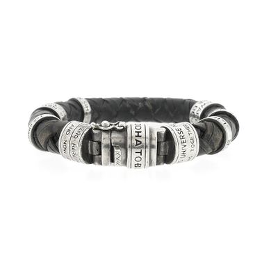 Image 1 of Silver leather Buddha to Buddha bracelet | 21 cm