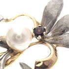 Image 4 of Two-tone gold pendant of a French lily with pearl and garnet