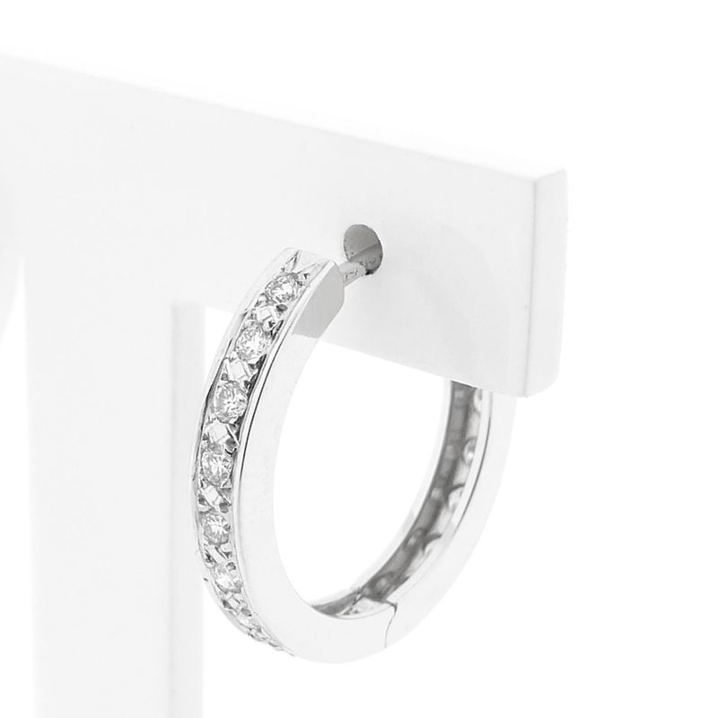 Image 5 of White Gold Hoop Earrings with Diamonds; Approx. 0.76 ct.