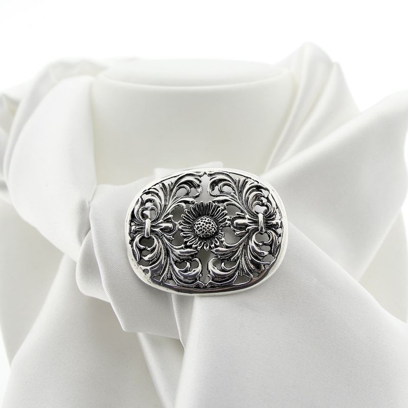 Image 8 of Large silver brooch | Floral design