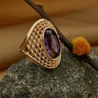 Image 2 of Vintage rose gold ring set with synthetic gemstone