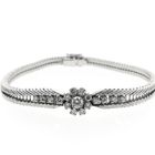 Image 4 of White gold herringbone link bracelet with 1.00 ct. diamonds.