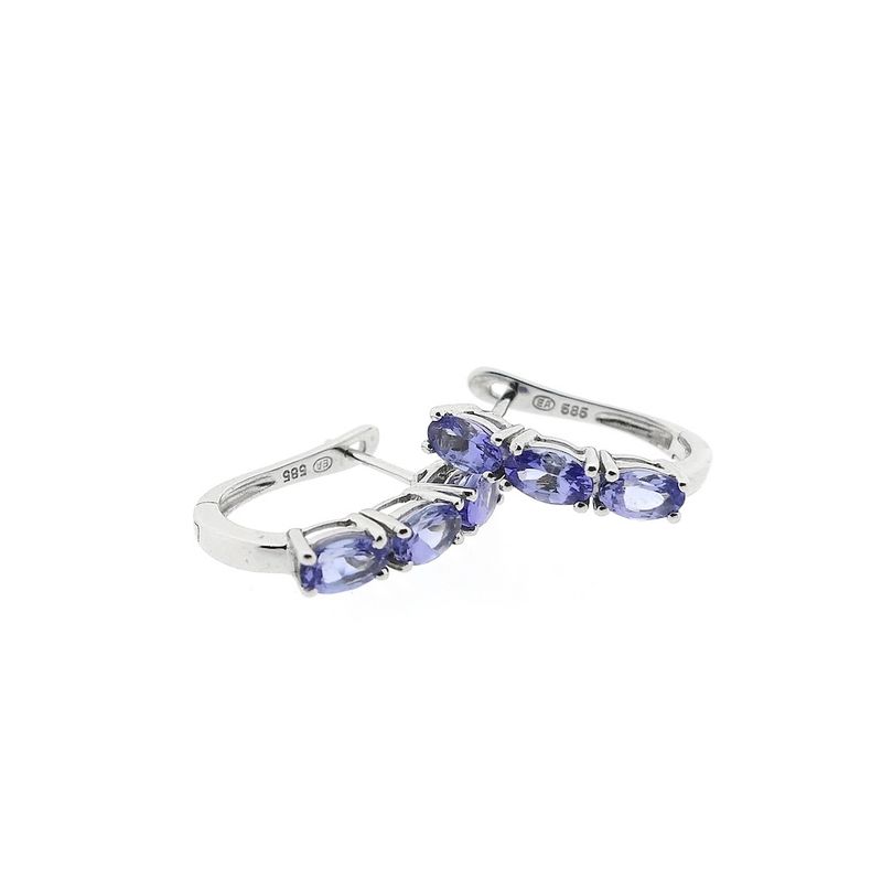 Image 6 of White gold stud earrings with tanzanite