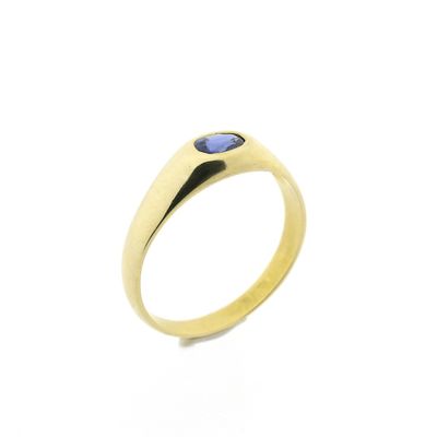 Image 1 of 18 carat gold ring with blue sapphire