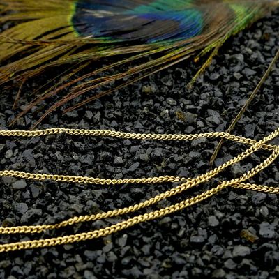 Image 2 of Gold thin gourmet link chain | 52.5 cm