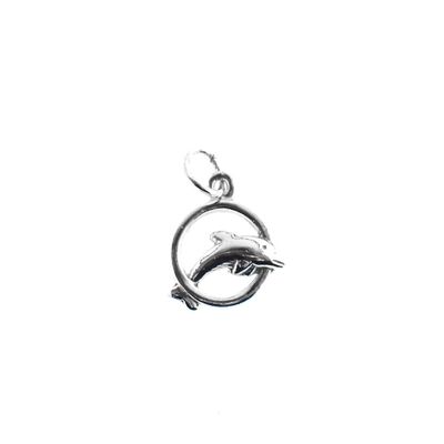 Image 1 of Silver charm; Dolphin with ring