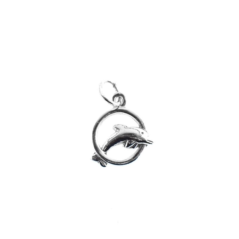 Image 1 of Silver charm; Dolphin with ring