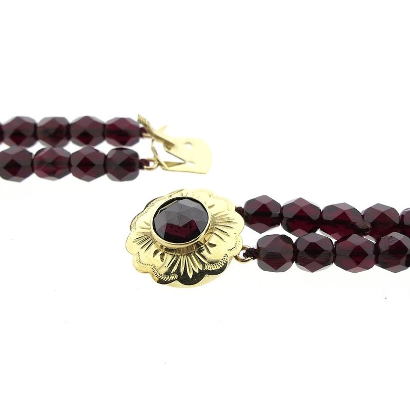 Image 16 of Antique glass bead necklace with gold clasp