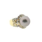 Image 5 of Gold ring with Tahitian pearl and diamond 0.46 ct.