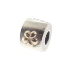 Image 3 of Pandora clip charm; Silver with gold; Golden Flower