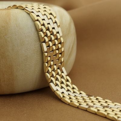 Image 2 of Vintage two-tone gold panther link bracelet