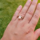 Image 4 of 18K gold ring with large pearl and diamonds | 0.035 ct.