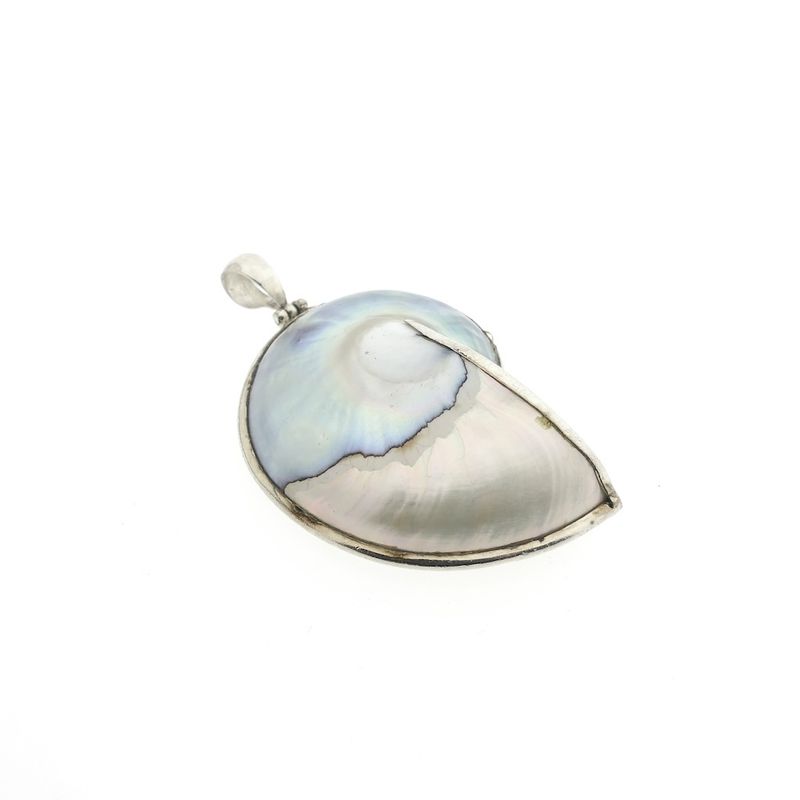 Image 3 of Silver shell pendant; Nautilus