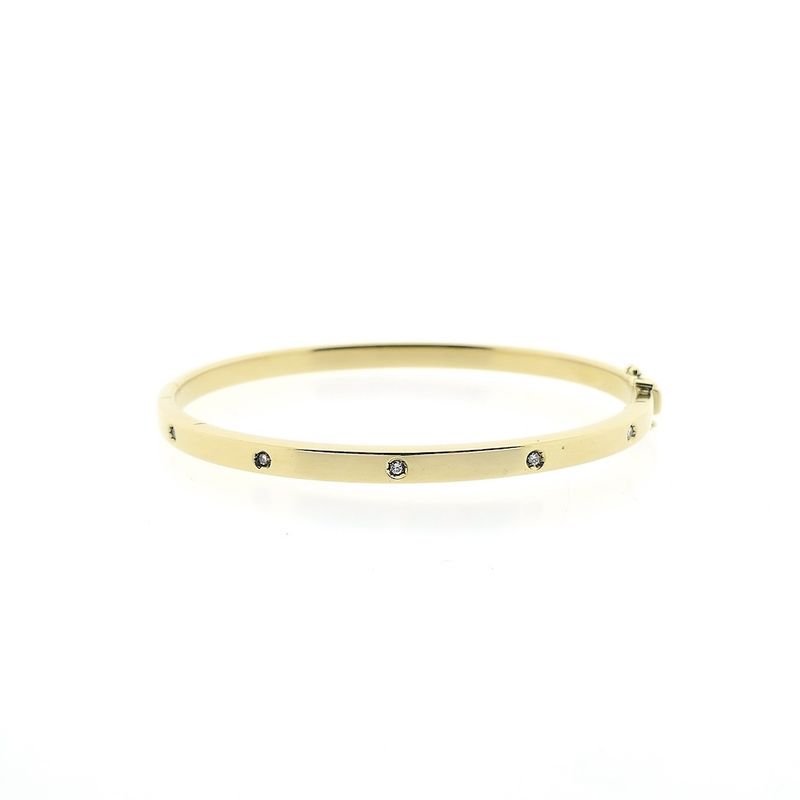 Image 1 of Gold slave bracelet with diamonds; Size S/M