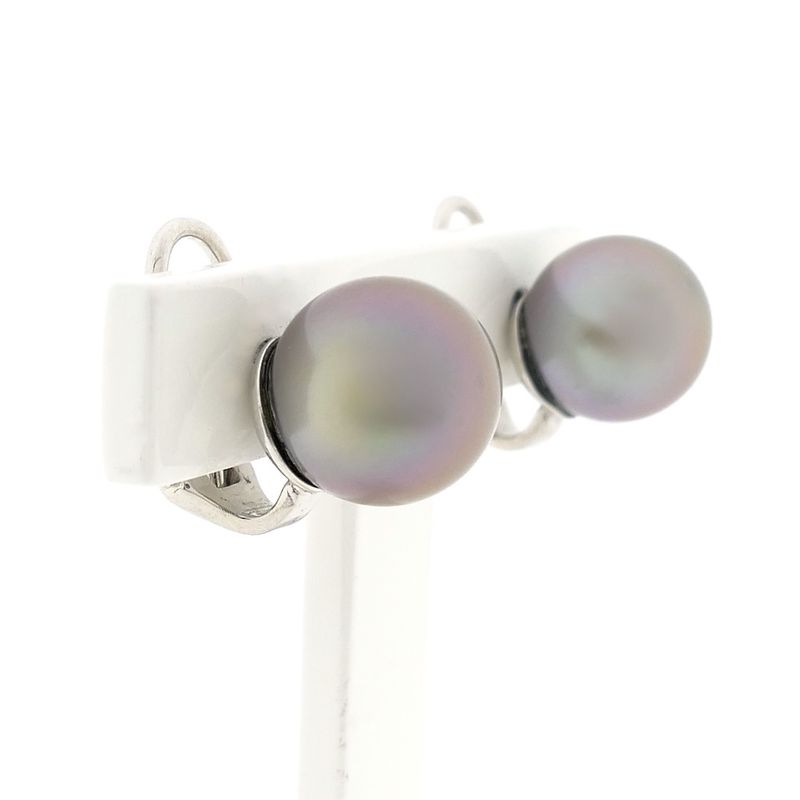 Image 6 of White gold clip-on earrings with Tahitian pearl