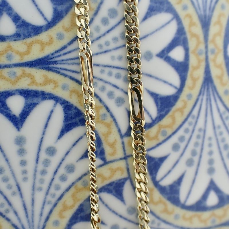 Image 3 of Gold Figaro link chain | 58 cm