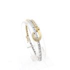 Image 1 of Bicolor Gold Bar Link Bracelet with Zirconia