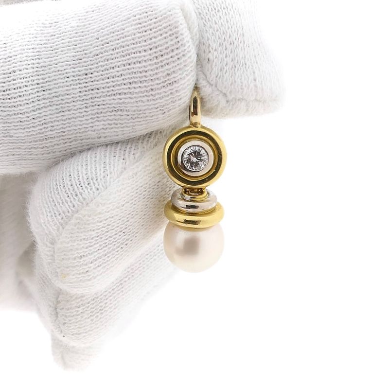 Afbeelding 10 van Bicolor gouden hanger met parel en diamant; 0,20 ct.