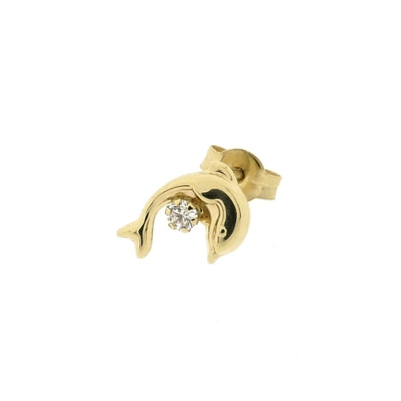 Image 9 of Gold dolphin stud earrings with zirconia