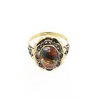 Image 3 of Gold Ring with Moss Agate; 14 Karat; Size 20.5