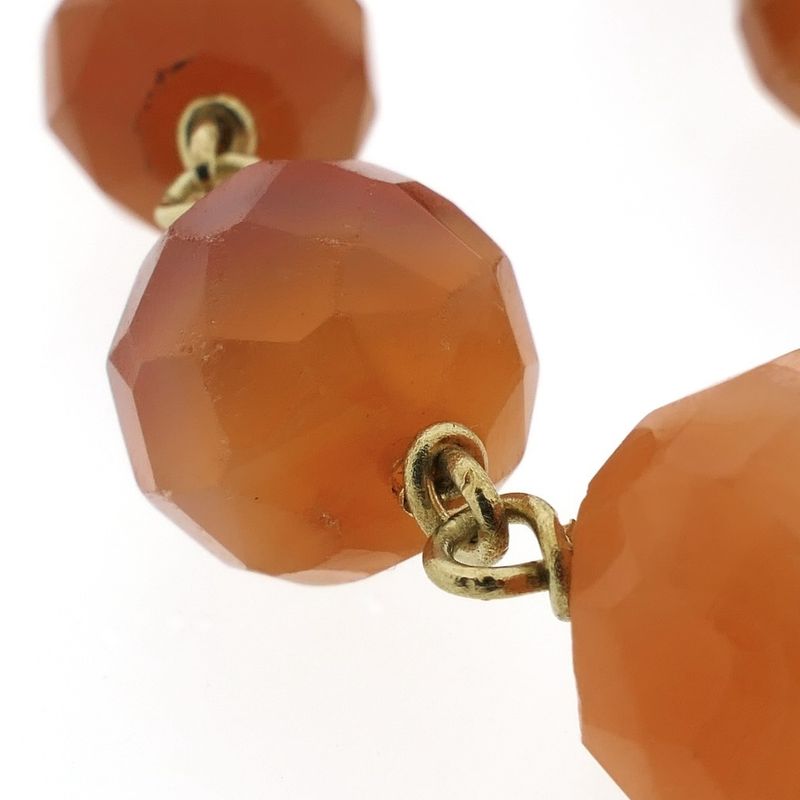 Image 3 of Carnelian bead necklace strung on gold