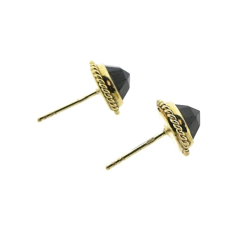 Image 8 of Gold stud earrings with garnet