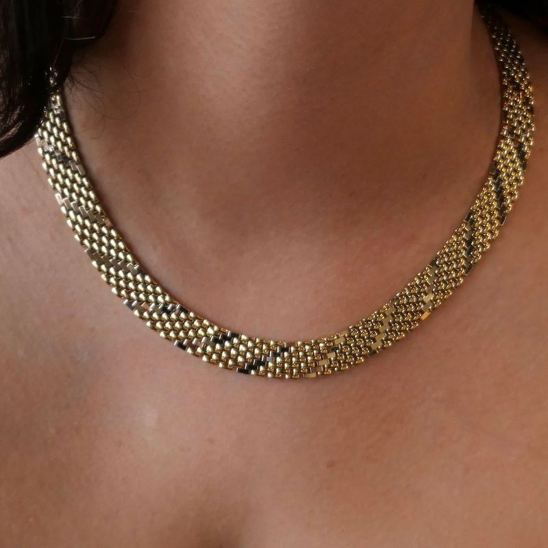 Image 10 of Two-tone gold panther link necklace