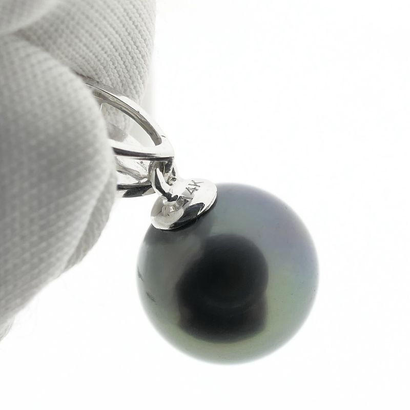 Image 4 of White gold pendant with Tahitian pearl and diamond; 0.01 ct.