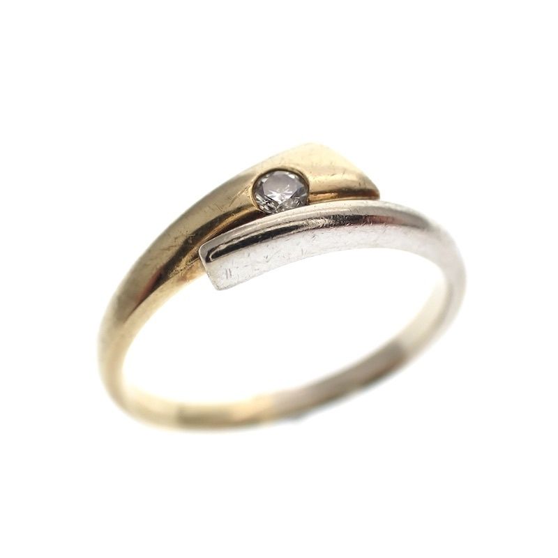 Image 1 of Two-tone gold solitaire ring with diamond