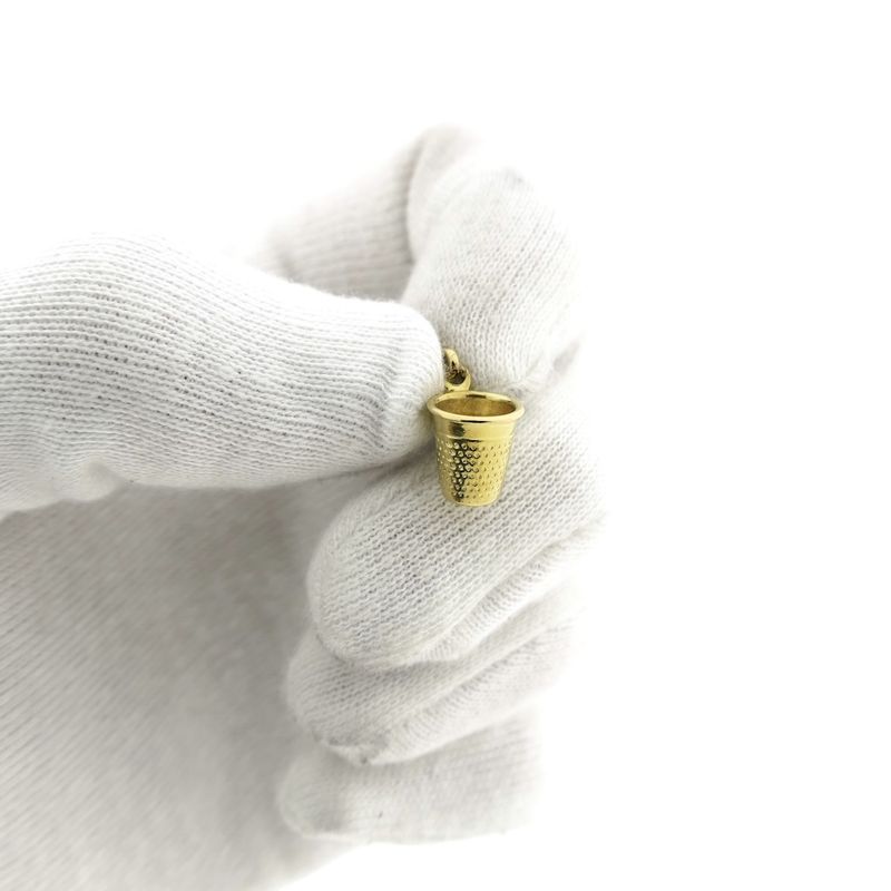 Image 10 of Gold minimalist pendant of a thimble