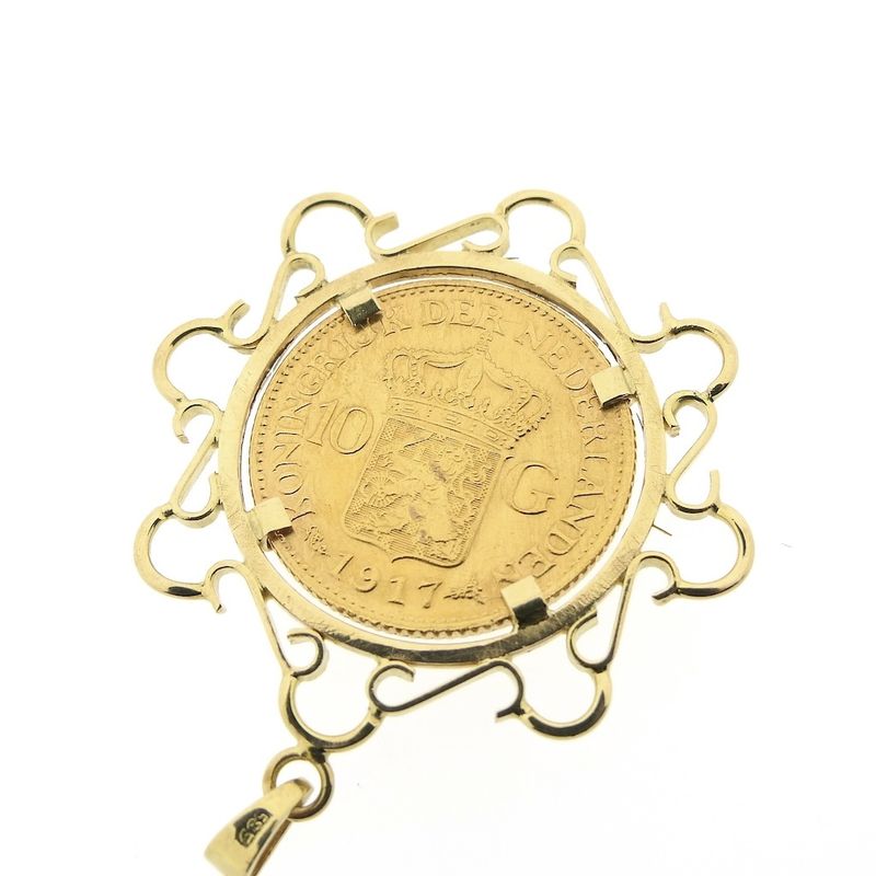 Image 4 of Gold pendant of 10 guilder coin Queen Wilhelmina 1917