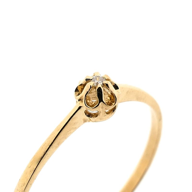 Image 3 of Gold Ring with Diamond 0.005 ct; 14 Karat; Size 16.75