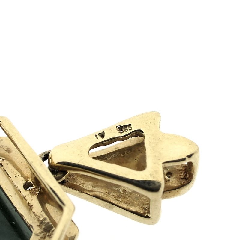 Image 5 of Vintage gold pendant with aventurine and diamonds; 0.04 ct.