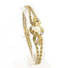 Image 1 of 8 Karat Floral Bracelet with Cultured Pearl and Zirconia