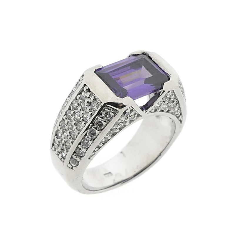 Image 1 of Silver ring with zirconia stones.