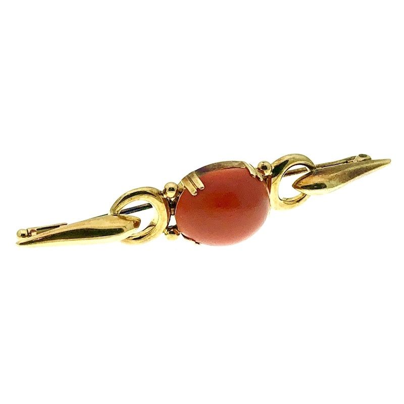 Image 3 of Antique gold brooch with blood coral